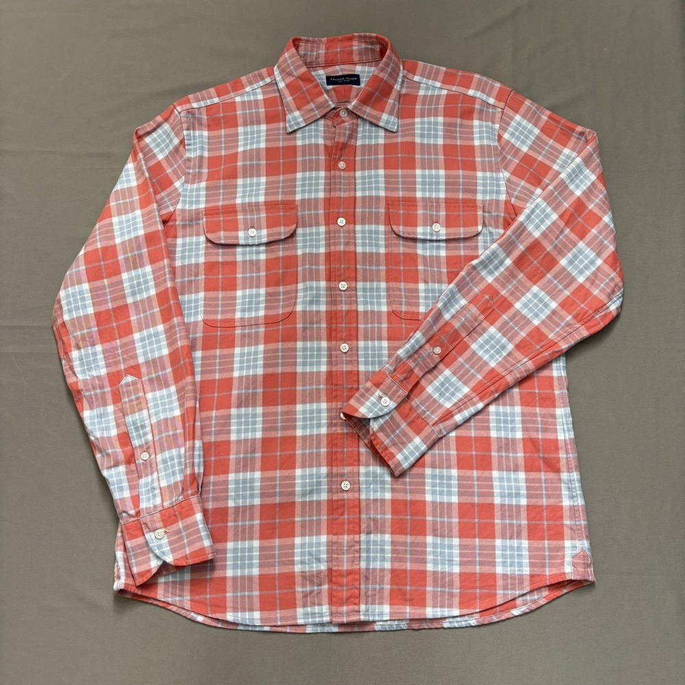 Proper Cloth Mens Casual Plaid Button-Down Shirt Size M (15.5-34) Red Light Blue
